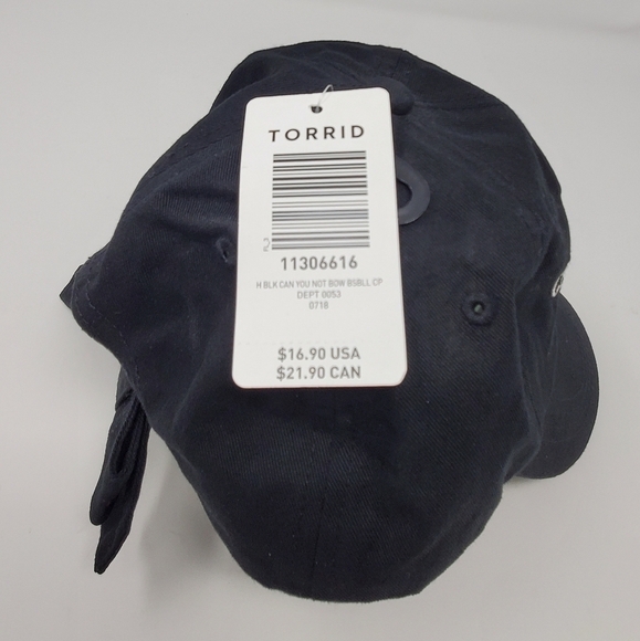 NWT TORRID BLACK SASSY "CAN YOU NOT" BOW TIE BASEBALL HAT WOMEN OS 100% COTTON - Picture 7 of 12
